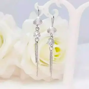 Anting Drop Silver Motif Simple Cantik Menawan Laku Keras