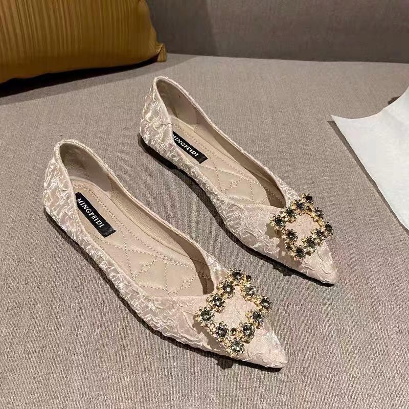 Product Introduction of Pam Kaki Runcing, Kasut Baharu 2022, Untuk Wanita, Serbaguna, Potongan cetek, Pam Tapak Rata, Tapak Lembut, Gaya Wanwan Lei, Kasut Lembut Shoes 1