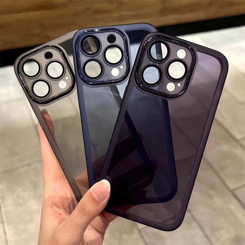 Sarung Telefon Lutsinar, Reka Bentuk Mewah, Serasi dengan iPhone 11, 12, 13, 14, 15, Pro Max, Plus, Xs Max dan Xr, Diperbuat daripada TPU Lembut, dengan Perlindungan Kamera, Penutup Kalis Kejutan 2