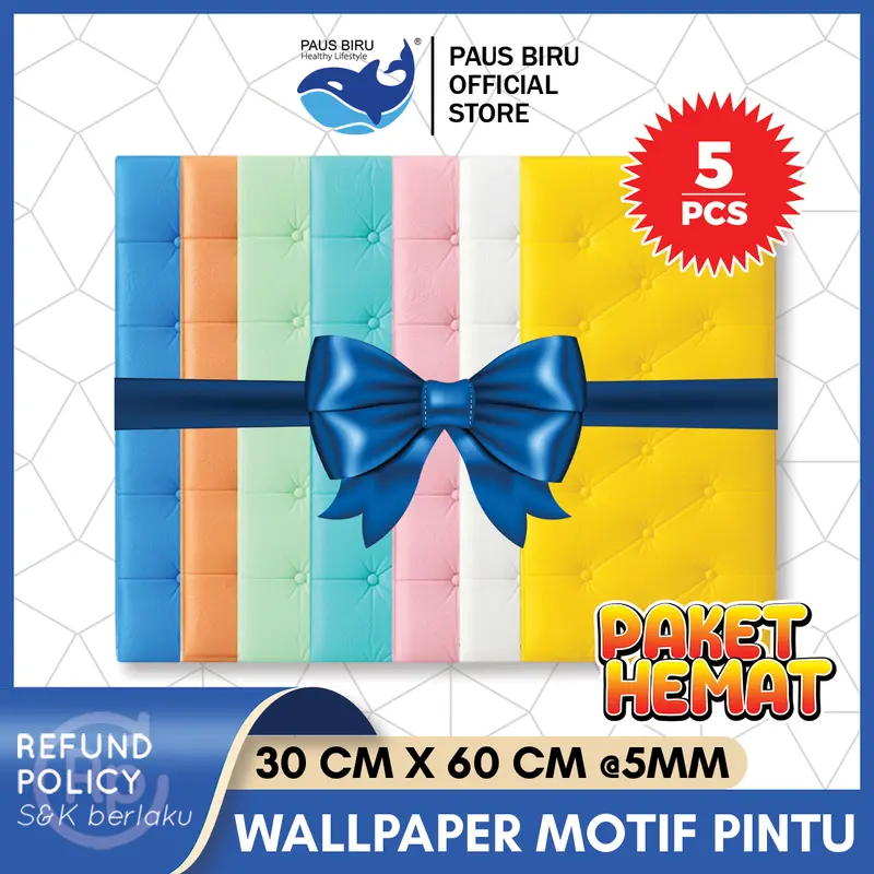 ISI 5 PCS !!! Wallpaper 3D Foam Kedap Suara Tahan Air Headboard Bed Wallfoam Empuk / Wallpaper Headboard Kamar Room 0