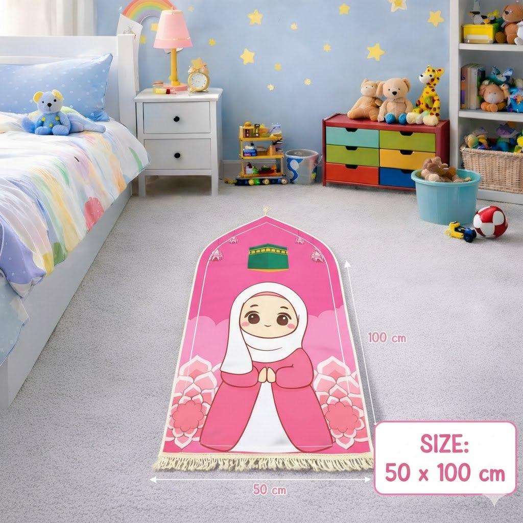 Sajadah Anak Kubah Motif Anak Islami 50 x 100 cm - Prayer Mat Kids Bisa Untuk Souvenir Ultah