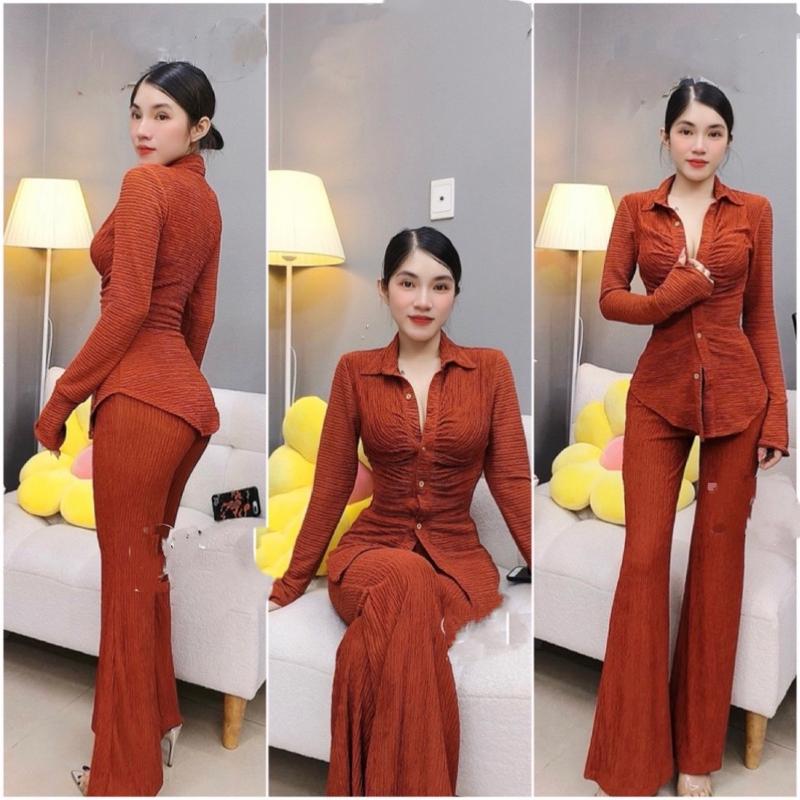 D20 - Set Bộ Áo Sơ Mi Quần Ống Loe Dễ Mang Mai Bùi Store Top 3