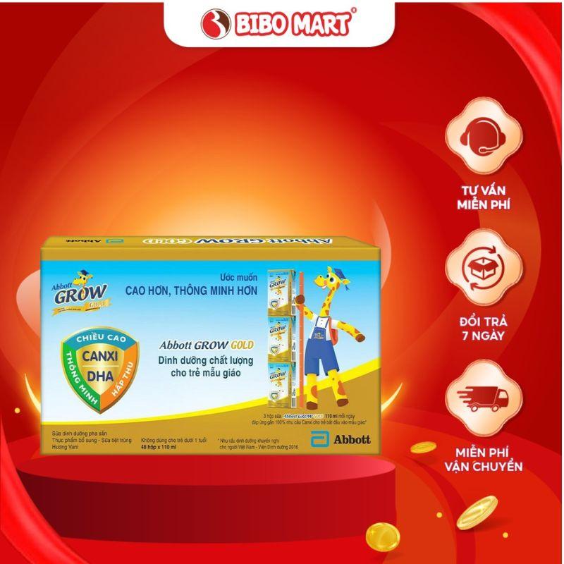 Sữa Abbott Grow Gold Hương Vani 110ml Cho Bé - Thùng 48 Hộp, Hỗ Trợ Sự Phát Triển Chiều Cao Và Sức Khỏe Xương Của Trẻ