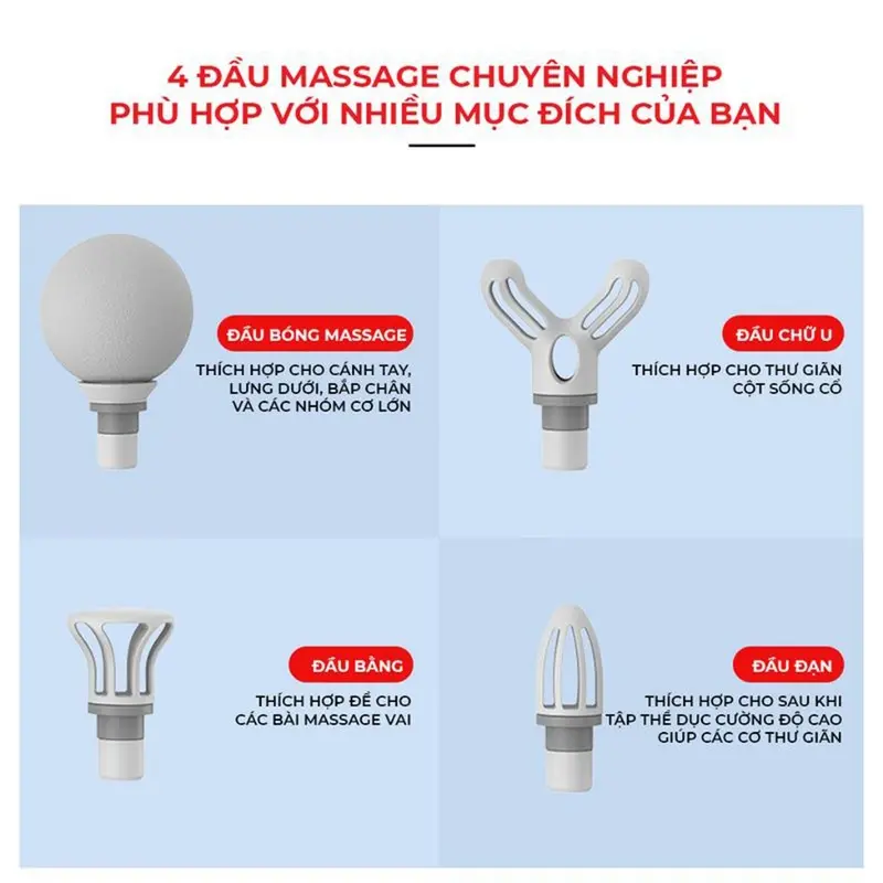 [BẢN NÂNG CẤP] Máy Massage Mini Cầm Tay Cao Cấp Công Nghệ AI Cảm Biến Lực Hitoko, Máy Mát Xa Cầm Tay 4 Đầu 6 Cấp Độ Tùy Chỉnh, Máy Massage Tại Nhà 4