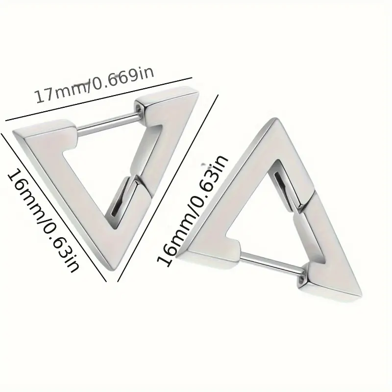 2pcs Stainless Steel Triangular Hoop Earrings, Suitable for Women and Girls Gift jewelry 2