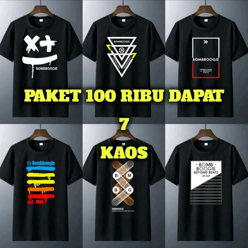 PAKET USAHA 100RB DAPAT 7 KAOS MOTIF DISTRO COD GRATIS ONGKIR PROMO 8