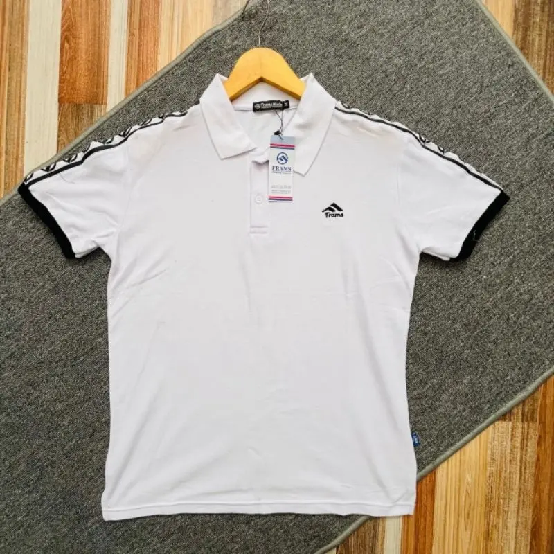 Poloshirt Kaos Berkerah Putih Logo Bordir T-Shirt Baju Pria Wanita Distro Branded Lengan Pendek Unisex Katun Combed 2