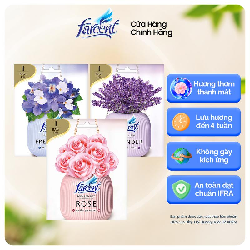  Túi thơm để tủ quần áo khử mùi chống ẩm mốc Farcent  Hương Ban Mai   Hoa Hồng   Hương Hoa Oải Hương  10g chính hãng Dầu Thơm Phòng Dầu Thơm 