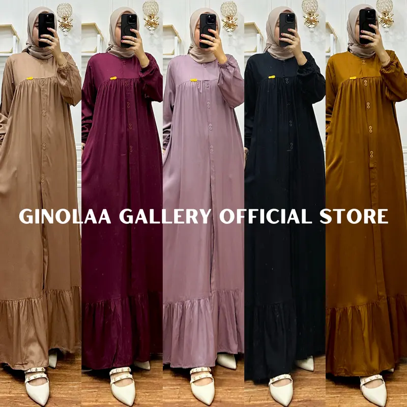 GAMIS TERBARU | BAHAN RAYON TWILL PREMIUM | GERANIUM DRESS Muslim Dewasa Crinkle Wanita Lebaran Remaja 0