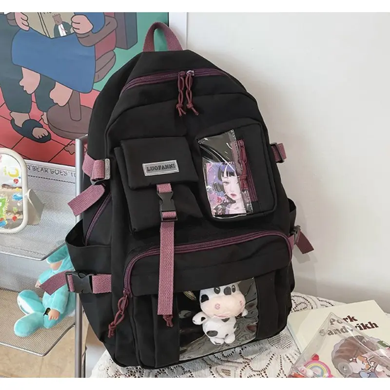 Balo Học Sinh Dễ Thương Nhiều Ngăn - Balo Đi Học Đi Chơi Cho Nam Nữ Đeo Vai Backpack PVC Đeo Vai 3
