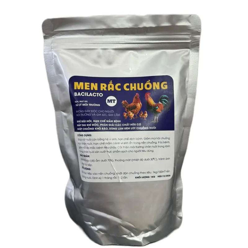 Sản phẩm Men Rắc Chuồng thế hệ mới 5in1 1kg . Khử mùi hôi hút ẩm, hạn chế mầm bệnh, diệt mạc cháy rận ve trên chuồng nuôi, huỷ phân chuồng trại. 0