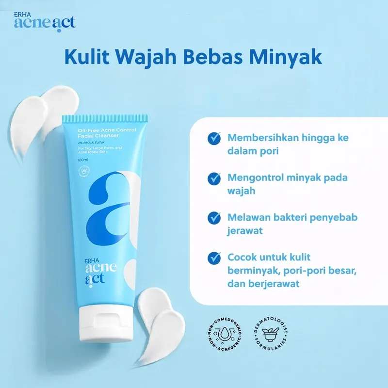 ERHA AcneAct Oil-Free & Acne Control Cleanser - Sabun Wajah Jerawat Berminyak 7