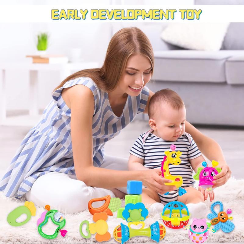 Random Color Baby Rattles Toy, 11pcs Baby Rattles Toy Kit for Fun  Play , Cute Baby Rattle Sensory Nursery Toy Set, Boy Girl Gifts Infant Newborn 4