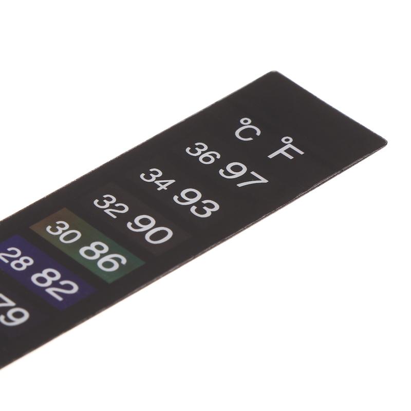 Product Introduction of 10 Pieces Thermometer Strips Aquarium Adhesive Strip Sticker Temperature Monitor for Fish for Tank Wine Jar 18 - 34℃ 48