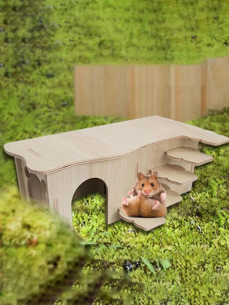 Product Introduction of Hamster house toys for hamsters small animals hideout hamster hiding house summer wooden 16