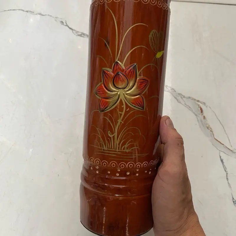Ống đựng nhang cao 3 tấc,hoa tiết hoa sen