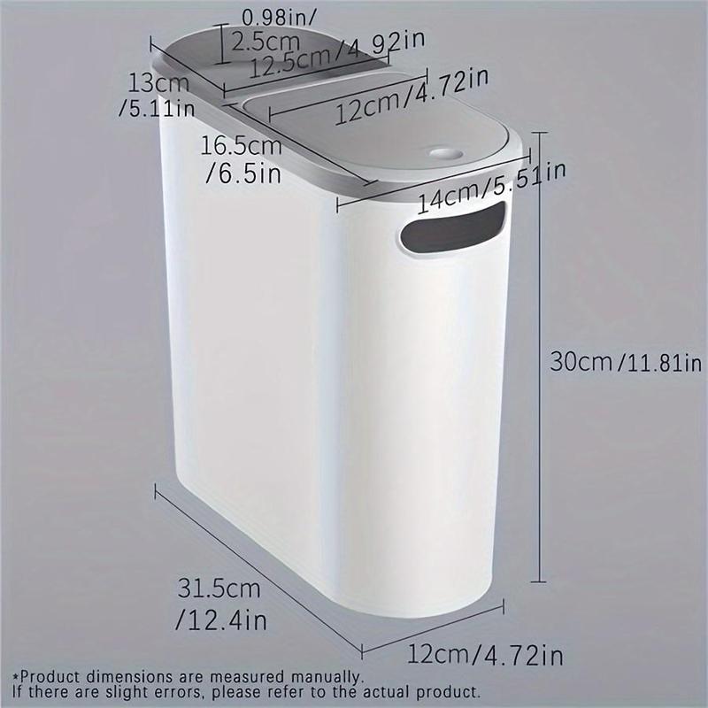 Bathroom Toilet Trash Can, 1 Count Household Creative Narrow Space Trash Can, Kitchen Bin, Large Capacity Press Type Trash Can with Lid, Home Organizer, Back to School Supplies, 2024 Home Essentials, Men Gifts , Bathroom Accessories 1