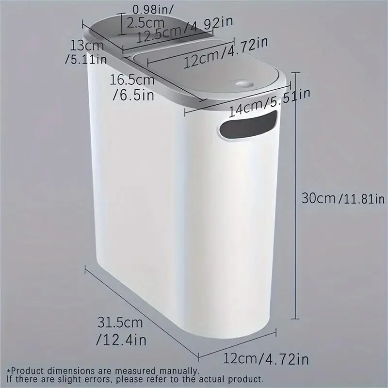Bathroom Toilet Trash Can, 1 Count Household Creative Narrow Space Trash Can, Kitchen Bin, Large Capacity Press Type Trash Can with Lid, Home Organizer, Back to School Supplies, 2024 Home Essentials, Men Gifts , Bathroom Accessories 1