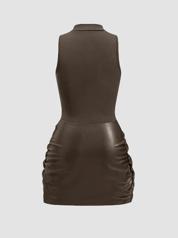 Women's Solid Ruched Knot Front Dress, Fashion Casual Sleeveless Dress for Daily Outdoor Wear, Ladies Clothes for All Seasons, Dresses, Womenswear 5
