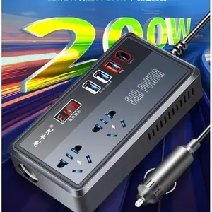 Car Power Inverter 200W 12V/24V Ke 220V Inverter Mobil Pengisi Daya 220V Charger Mobil 2 USB LED