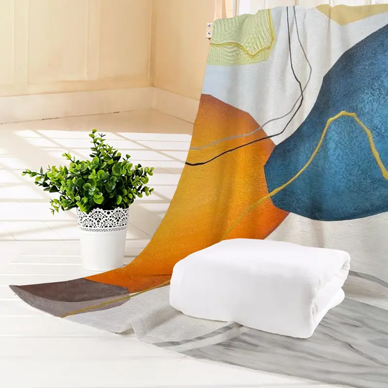 Abstract Geometric Pattern Beach Towel, 1 Count Quick Drying Lightweight Beach Towel, Soft Absorbent Towel for Swimming Pool, Yoga, Camping 7
