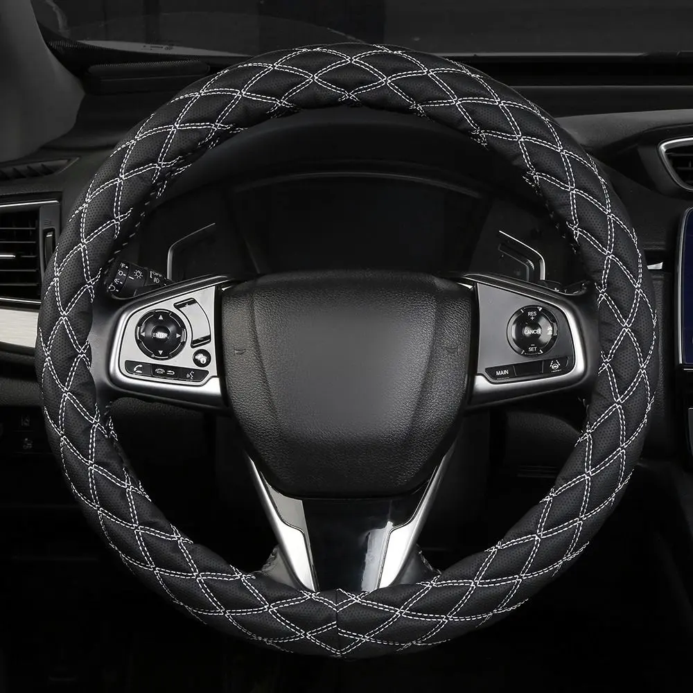 Durable Anti Slip Steering Wheel Cover Breathable Protector Leather Protection 38cm Trendy Car Accessories Car