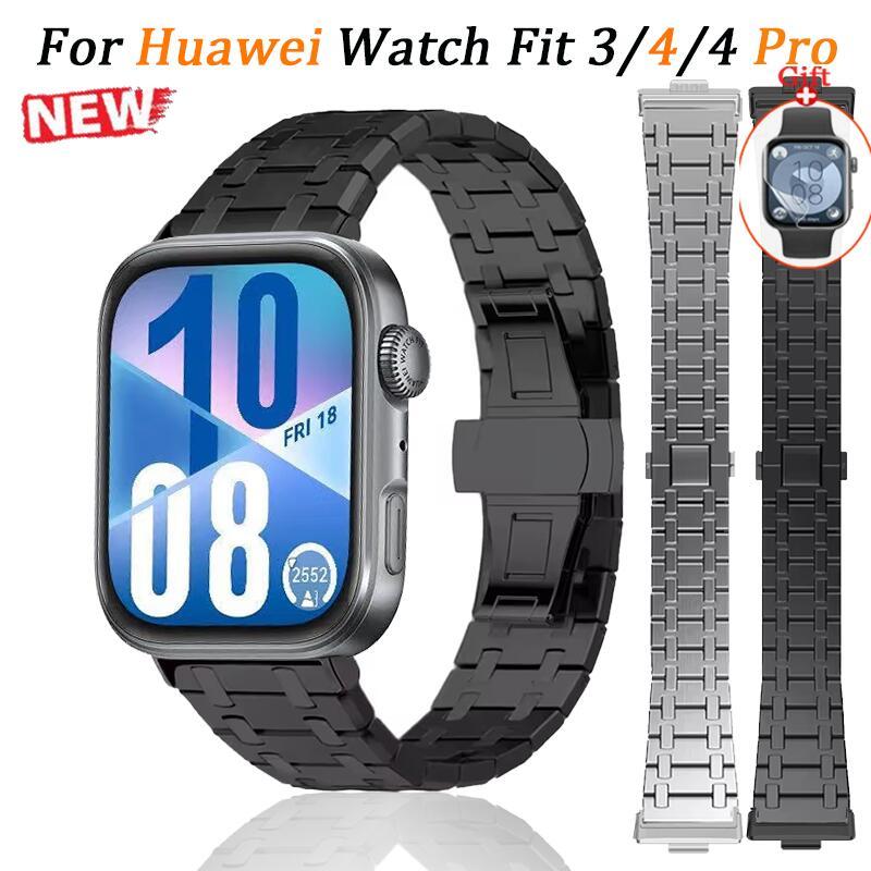 Dây đeo thép không gỉ cho Huawei Watch Fit 4 3 4 Pro Smart Watch kim loại Chất liệu Vòng đeo tay nam Dây đeo đồng Đồng Hồ thay thế Thiết kế sang trọng