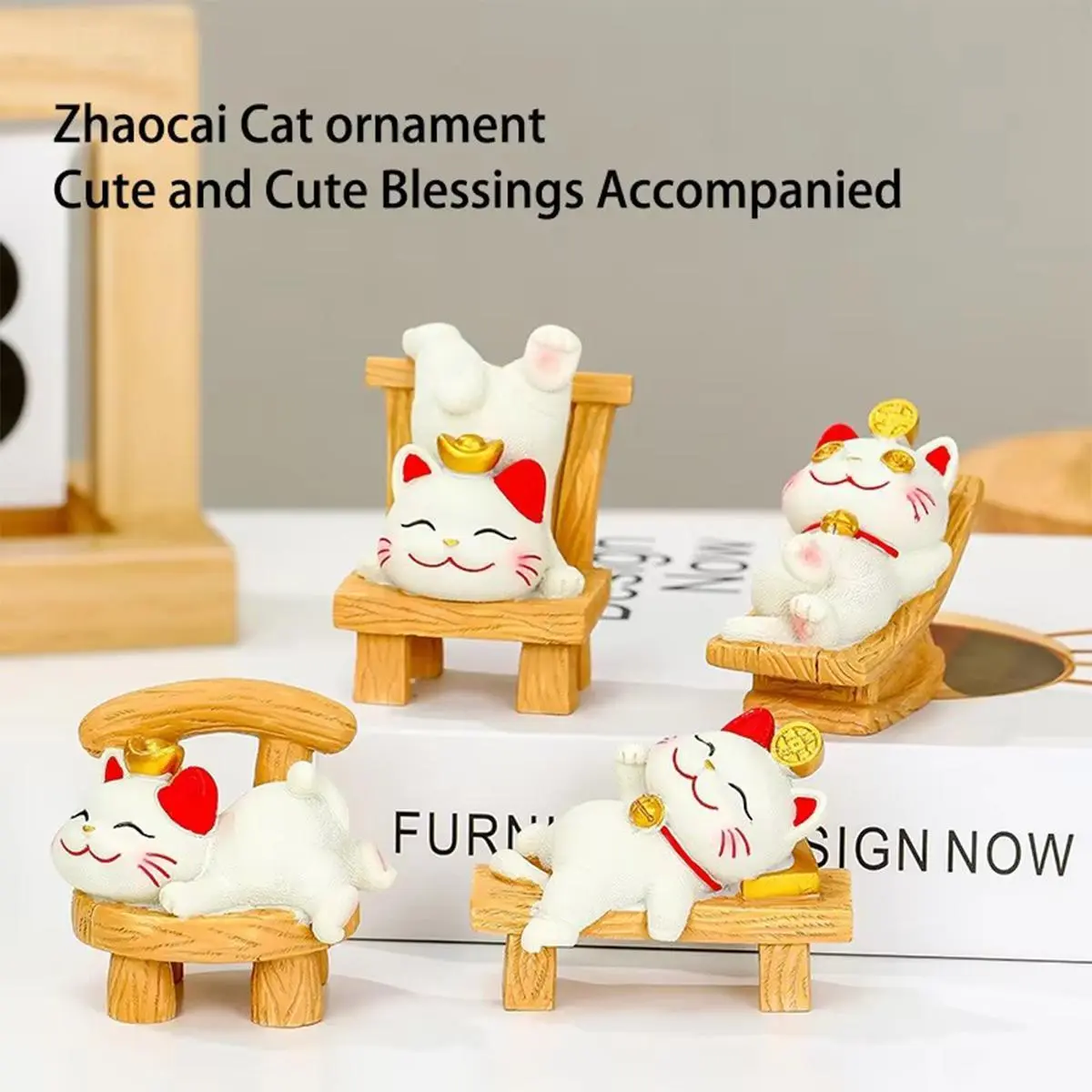 Lucky Cat Home Office Desk Decoration Creative Gift Decompression Cartoon Doll Kitten Decoration Crafts Figurines Miniatures