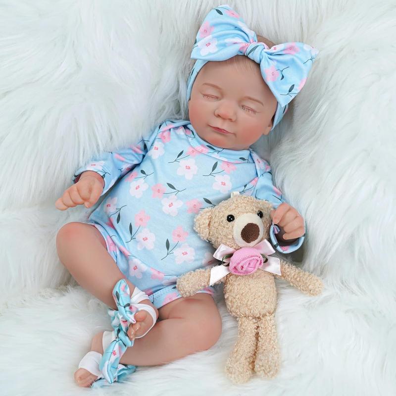 Lovely Reborn Doll with Clothes & Accessory, 1 Set 17 Inch Soft Body Realistic Doll, Creative Doll Toy for Birthday Festival Gifts 0