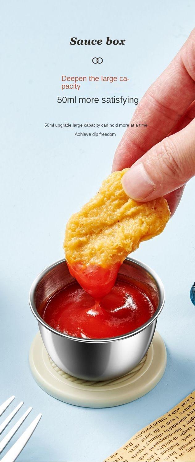 Product Introduction of Stainless steel 304 mini sauce cup with lid, household tomato sauce salad small box, portable outdoor seasoning dipping dish 3