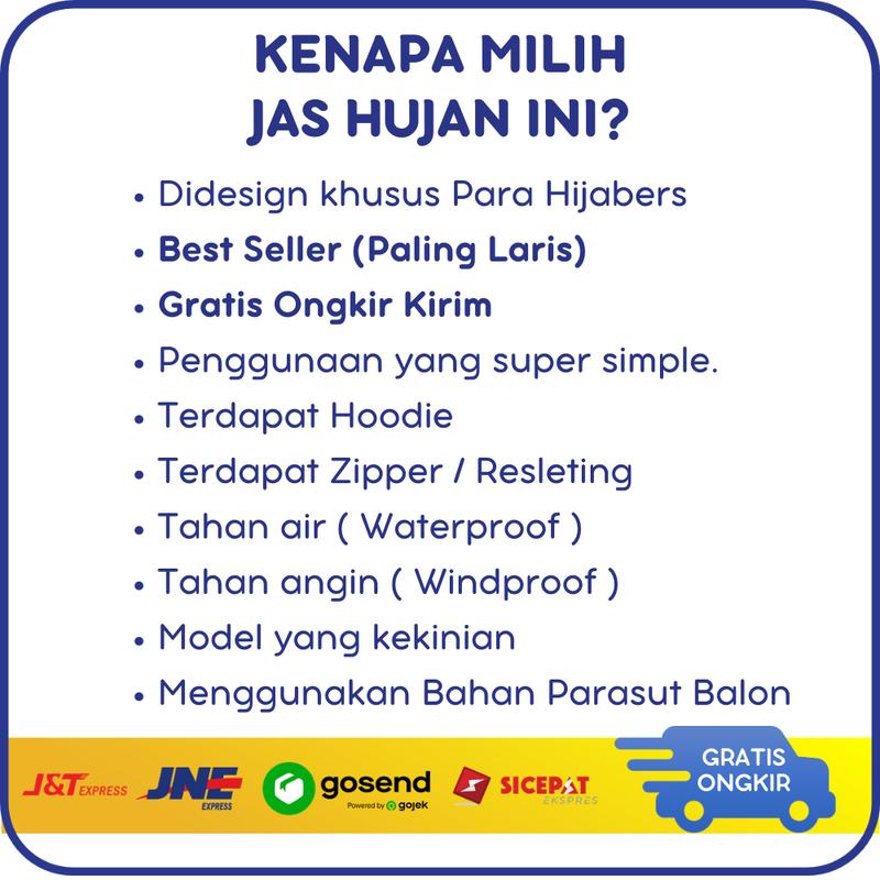 Mantel Jas Hujan Wanita Muslimah Gamis Tebal Premium PVC Tahan air Dapat digunakan kembali Syari 7