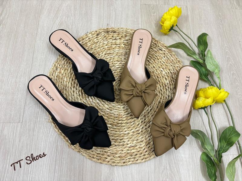 Product Introduction of ( form nhỏ mn tăng 1 size ạ ) Giày sục 2cm nơ phồng da sáp êm chân TT Shoes  2pSapphong 26