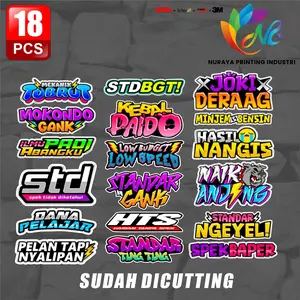 Isi 18 Pcs Sticker Racing  , Kata Viral Terbaru Standar Gank HTS Sponsor Racing Motor SUDAH DIPOTONG