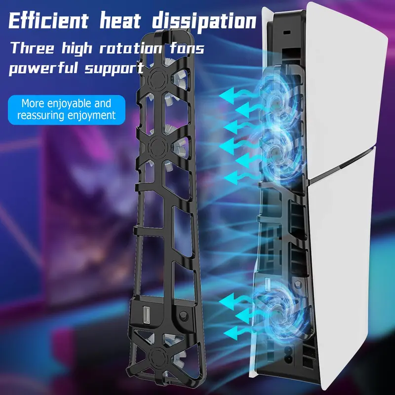 Cooling Stand for PS5 Slim Console, 3-speed Adjustable Console Cooling Stand with Memory Function, Console Accessories for Digital & CD-Version 2