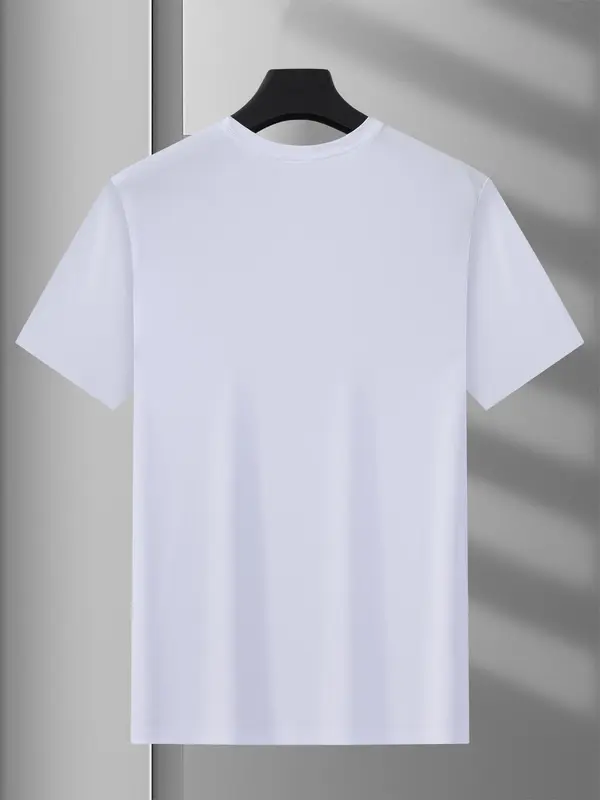 Men's Regular Fit Letter & Lightning Print Round Neck Tee, Summer Clothes Casual Short Sleeve Crew Neck T-shirt for Summer, Men's Top for Daily Wear 1