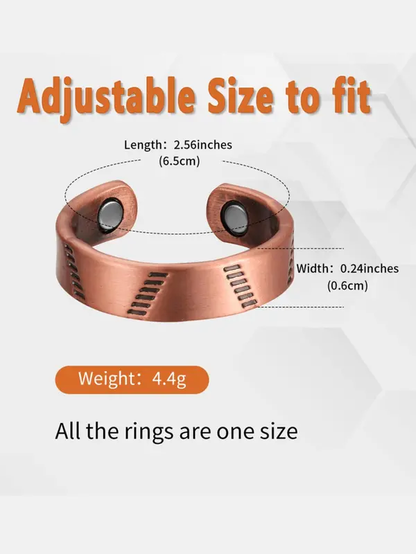 Men's Simple Plain Magnetic Cuff Ring,  Adjustable Copper Thumb Ring for Daily Wear, Trendy All-match & Exquisite Jewelry for Birthday Gift 1