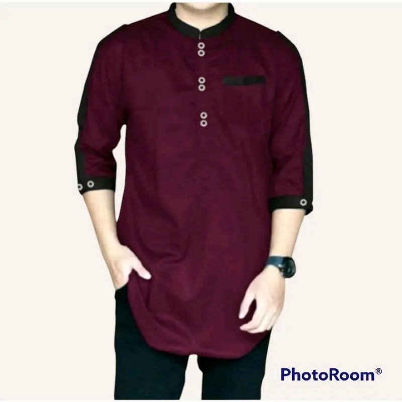 Baju  Koko Kurta Zaka Lengan 3/4 Bahan Katun Adem Nyaman Atasan Koko Qurta Pria Dewasa 3