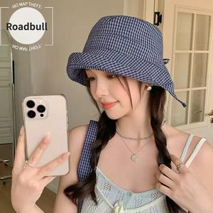 ROADBULL2026新しいの格子ハンドルフィッシャーマンハット,女性用夏用アウトドア日よけ帽子,UVカット,小顔効果のある帽子