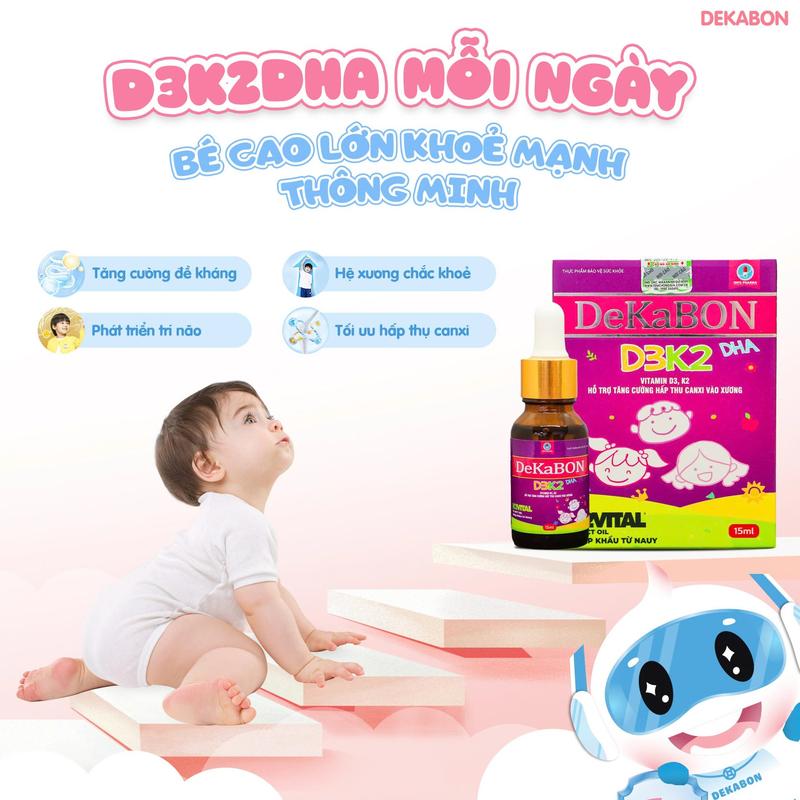 D3K2DHA DEKABON Cho Bé Hấp Thu Canxi Phát Triển Chiều Cao 7