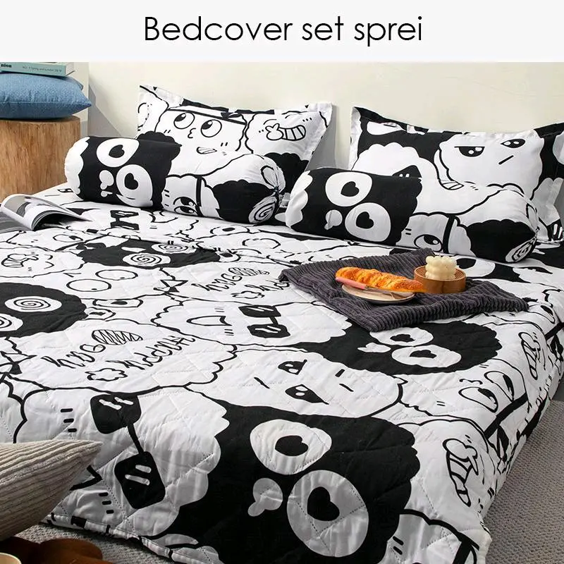 seprei dan bedcover dengan sarung guling sarung bantal motif kotak dengan ukuran 120 160 dan 180xm