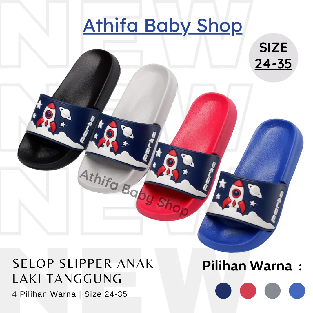 Sandal Slipper Slop Anak Laki Cowok Sendal Slip On Bayi Balita Karakter Umur Usia 1 2 3 4 5 7 8 9 Tanggung Tahun Porto 1023 Space Kaki Pria
