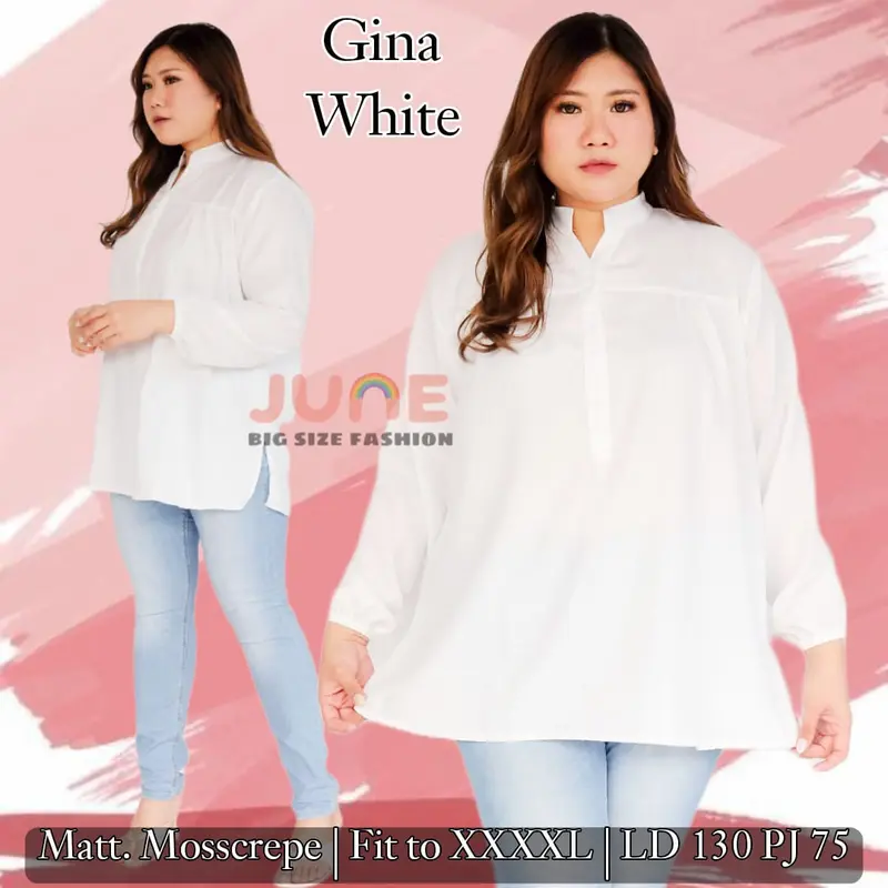 JUNE -  ATASAN JUMBO WANITA LD 130 / BAJU JUMBO WANITA / BAJU KERJA JUMBO WANITA 4XL / ATASAN BIG SIZE WANITA / BAJU JUMBO WANITA SIZE XXXXL / BAJU WANITA UKURAN BESAR MUAT HINGGA BB 100 + 6