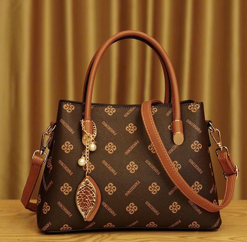 Túi Xách Công Sở Nữ Thời Trang Phong Cách Hàn Quốc Gắn Lá Ngọc Trai Đeo Chéo Đeo Vai HKM09