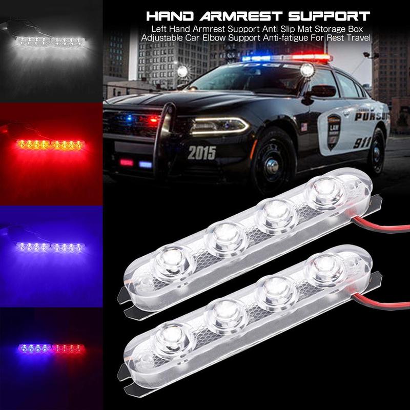 2Pcs Strobe Police Light 4 LED Car Truck Motorcycle Flashing Emergency ...