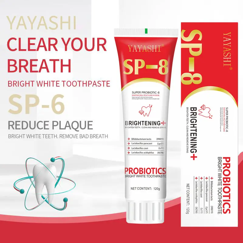 SP-8Toothpaste Probiotic Whitening Toothpaste Remove Stains Improve Yellow Teeth and Fresh Breath 120g mooca  foundation toothpastes  xylitol scoban  toothpaste  original  set  singapore turtle  toothpaste turtle  toothpaste