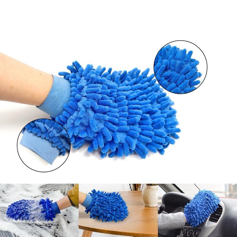 2in1 Car Wash Gloves Multifunctional Double Sided Microfiber Chenille Car and Motorcycle Wash 0