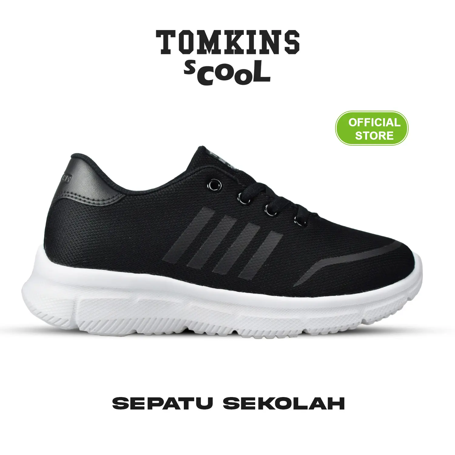TOMKINS Scool Swarm One -Hitam Putih Sepatu Sekolah Anak Remaja Sneakers Casual