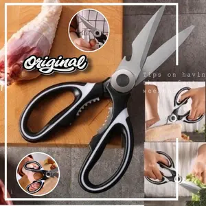Gunting Besar Dapur Serbaguna Gunting Ikan Ayam Daging Stainless Steel Hitam Multifungsi
