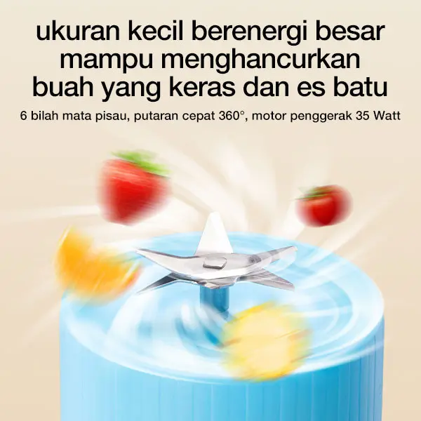 Rockstar bahan yang aman untuk makanan blender 6 bilah mata pisau juicer mini blander 420ml  portable  usb charge chopper  kekinian 2