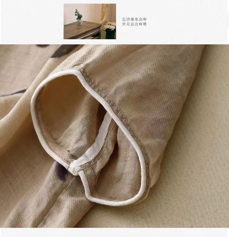 Product Introduction of Cotton and linen top retro art floral print summer New loose round neck breathable versatile thin short sleeve t-shirt 6